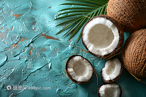 藍(lán)色背景的椰子